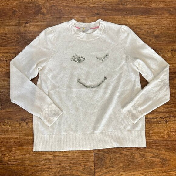 Boden wool alpaca sweater with rhinestone face - Picture 1 of 6